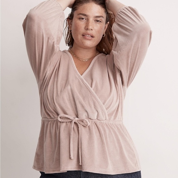Madewell plus corduroy faux wrap top sandstone - Picture 1 of 4
